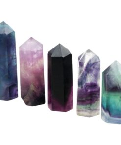 Rockcloud Flourite Healing Crystal Point Faceted Prism Wand Carved Reiki Stone Figurine 3-flourite(1.2-2") 12 614r4Dn82KL