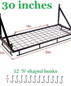 30" Wall mounted pots and pans rack. Pot holders wall shelves with 12 hooks. Kitchen shelves wall mounted with wall hooks. Kitchen storage pot holder pot rack. Pot pan organizer. Pot Pan rack. 23 614rN17pZL