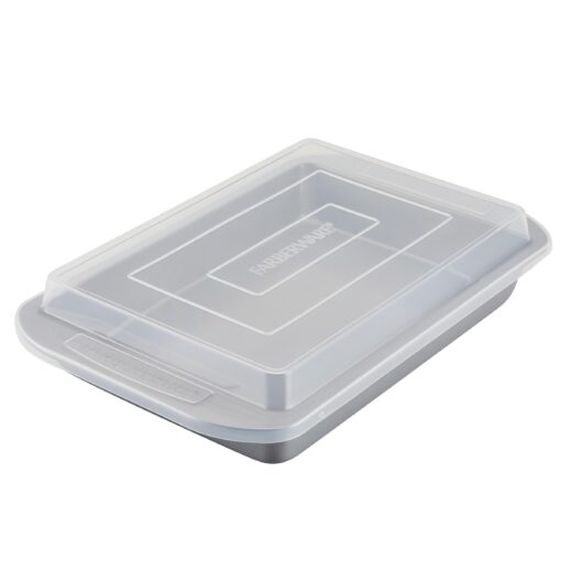 Farberware Nonstick Bakeware Baking Pan With Lid / Nonstick Cake Pan With Lid, Rectangle - 9 Inch x 13 Inch, Gray 9" x 13" w/Lid