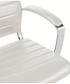 Amazon Basics High-Back Executive Swivel Office Desk Chair with Ribbed Puresoft Upholstery, Lumbar Support, Modern Style, 23.9"D x 24.69"W x 41.5"H, Stunning White 28 614sAUUBupL