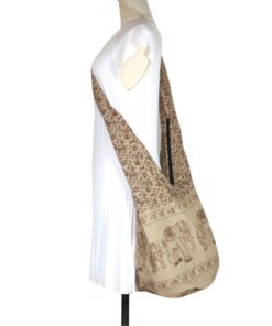 Thai Hippie Bag Elephant Sling Crossbody Bag Purse Zip Handmade Color Light Brown 9 614t95h1XzL