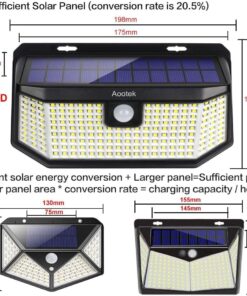 Solar Lights Outdoor 182 LEDs 2500Lm Solar Motion Sensor Lights Solar Panel 15.3 in² and 3 Modes(Security/Permanent On All Night/Smart Brightness Control) with IP65 Waterproof with Wide Angle(2pack) 2 27 614uTDEThvL