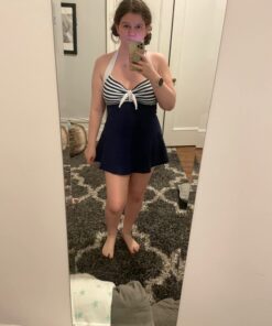 COCOSHIP Vintage Sailor Pin Up Swimsuit Retro One Piece Skirtini Cover Up Swimdress(FBA) Large Navywhite(fast Ship) 29 614vH6xIPjL