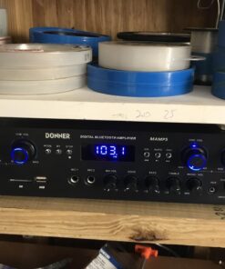 Donner Bluetooth 5.0 Stereo Audio Amplifier Receiver, 4 Channel 440W Peak Power Home Theater Stereo Receiver with USB, SD, FM, 2 Mic in Echo, RCA, LED, Speaker Selector for Studio, Home - MAMP5 21 614wZafHM7L