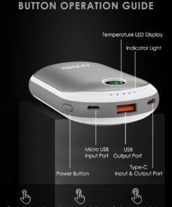 Hand Warmers Rechargeable, 10000mAh Electric Hand Warmer Power Bank with 15Hrs Warming Time Double-Sided Heating USB Quick Charge Portable Pocket Hand Warmer for Outdoor Sports Warm Gifts Gray 14 614y7f0IRSL