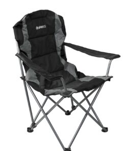 GigaTent Black Folding Camping Chair – Ultra Lightweight Collapsible Quad Padded Lawn Seat with Full Back, Arm Rests, Cup Holder and Shoulder Strap Carrying Bag - Powder Coated Steel Frame 11 615 EdtSXlL