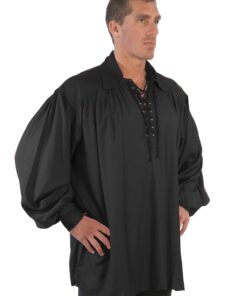 Dress Like A Pirate Steampunk Pirate Renaissance Reenactment Button Cuff Shirt Large-X-Large Black
