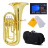 Mendini MEP-L Lacquer Brass B Flat Euphonium with Stainless Steel Pistons, Gold 2 6156Eldy3HS