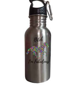 Unicorn Water Bottle - Bitch I'm Fabulous - Funny Quote Reusable BPA Free Stainless Steel Sports Bottle For Adults - 20 oz