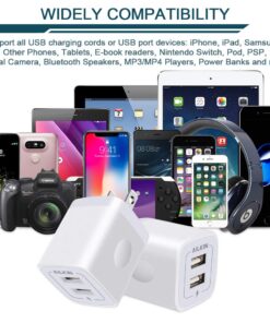 USB Wall Charger, Charger Adapter, AILKIN 2-Pack 2.1A Dual Port Quick Charger Plug Cube for iPhone 15 14 13 12 11 Pro Max 10 SE X 8 7 Plus Samsung Galaxy S23 S22 Power Block Fast Charging Box Brick White 23 6157ReZ2dgL