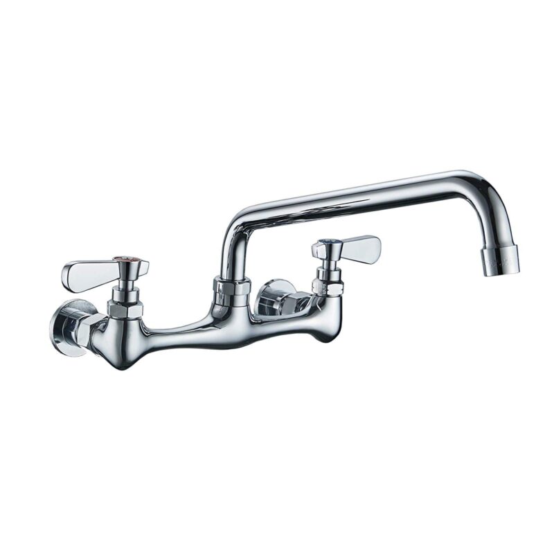 Catalog 7 Kitchen Faucet Wall Mount Commercial Sink Faucet Kitchen Utility Laundry 8 Inch Swivel Spout 2 Dual Handle Restaurant Chrome Mixer Tap