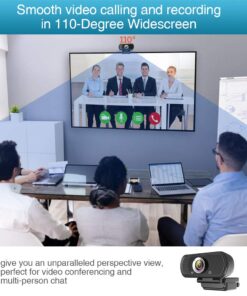 Webcam HD 1080P,Webcam with Microphone, USB Desktop Laptop Camera with 110 Degree Widescreen,Stream Webcam for Calling, Recording,Conferencing, Gaming,Webcam with Privacy Shutter and Tripod 21 615BWd20pL