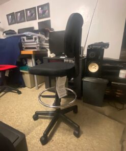 Amazon Basics Mid-back Mesh Office Drafting Chair Stool with Adjustable Footrest, Black No Arms 66 615BsO0H2nL