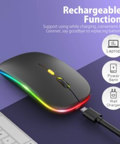 Alternative view of 【Upgrade】 LED Wireless Mouse, Slim Silent Mouse 2.4G Portable Mobile Optical Office Mouse with USB & Type-c Receiver, 3 Adjustable DPI Levels for Notebook, PC, Laptop, Computer, MacBook (Black) Black