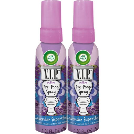 Air Wick VIP Pre-Poop Spray, Lavender Superstar, 2x1.85oz 1.85 Fl Oz (Pack of 2)