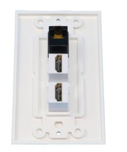 Alternative view of RiteAV - 1 Cat6 Black Ethernet Port and 2 HDMI Female Decorative Wall Plate - White