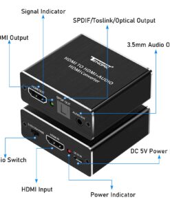 Tendak 4K x 2K HDMI to HDMI and Optical TOSLINK SPDIF + 3.5mm Stereo Audio Extractor Converter HDMI Audio Splitter Adapter(HDMI Input, HDMI + Digital/Analog Audio Output),AV-096-BK 28 615EyukMSAL