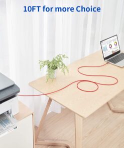 JSAUX USB B to USB C Printer Cable 10ft, Nylon Braided, USB C MIDI Cable Compatible for MacBook Pro, HP, Epson, Canon, Brother, Lexmark, Xerox Printers and Scanner-Red red 15 615GZu8y2L