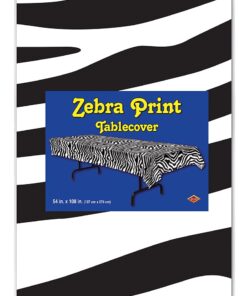 Beistle Zebra Print Tablecover, 54” x 108” – Plastic Table Cloth, Animal Print Tablecloth, Animal Safari Theme Decorations, Safari Table Cloth, Rectangular Table Cover, Zebra Stripe Decorations 15 615GndBN8S