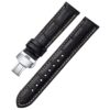 iStrap Leather Watch band -Alligator Grain Embossed Pattern Calfskin Replacement Strap-Stainless Steel Deployment Buckle with Push Buttons-Bracelet for Men Women-18mm 19mm 20mm 21mm 22mm 24mm Black/Tan Stitch-Silver 13 615Juz AyL