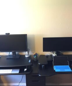 Vari - VariDesk Pro Plus 36 - Desktop Standing Desk Converter - Adjustable Desk Riser with 11 Height Settings - Sit Stand Desk Dual Monitor Standing Desk Riser with Spring Loaded Lift (Black) Black 38 615Kwr8nYsL