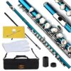 Glory Closed Hole C Flute With Case, Tuning Rod and Cloth,Joint Grease and Gloves,Sea Blue Sea Blue 11 615KxRs3NoL