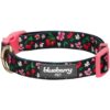 Blueberry Pet 7 Patterns Cherry Garden Black Adjustable Dog Collar with Dainty Flowers, Large, Neck 18"-26" 50 615MqOMuFKL