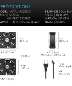 AC Infinity AXIAL 1225, Quiet Muffin Fan, 120V AC 120mm x 25mm Low Speed, UL-Certified for DIY Cooling Ventilation Exhaust Projects 26 615Ns8cL1bL