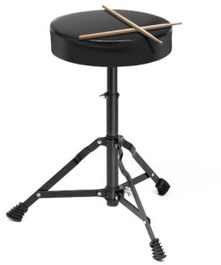 Gammon Percussion Full Size Complete Adult 5 Piece Drum Set with Cymbals Stands Stool and Sticks, Black 24 615Or7Q6DPL