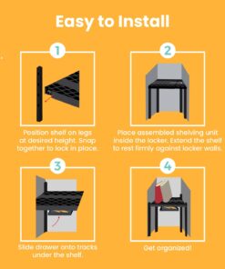 LockerMate Adjust-A-Shelf Locker Shelf & Organizer, Extends to Fit Your Locker, Includes Storage Drawer, Black Shelf with Drawer 11 615PBNvhOyL