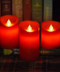 Flameless Battery Operated LED Candles, Remote Control Electric Realistic Candles Flickering Real Wax 4/5/6 Inch 3PACK with 2/4/6/8 Hour Timer for Home Decor Holidays Party (Red) 3 Pack Red 11 615T7jzt4tL
