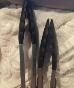 Vivree Kitchen Tongs Set - Salad & Grill Stainless Steel Serving Tongs with Silicone Tips - 9"&12" (Black) Black 58 615TOeW1pL 2