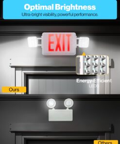 Sunco Lighted Exit Signs for Business with Battery Backup, Emergency LED Exit Light Combo, 120-277V Double Sided with Two LED Flood Lights, Fire Resistant UL 94V-0, Commercial Grade 6 Pack 12 615VdGRi0iL