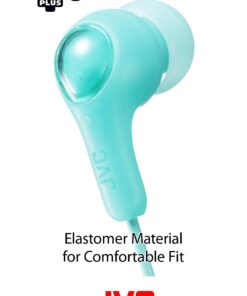 BLACK GUMY In ear earbuds with stay fit ear tips and MIC. Wired 3.3ft colored cord cable with headphone jack. Small, medium, and large ear tip earpieces included. JVC GUMY HAFX7MB Black Mic/Remote 10 615WrHYzPmL