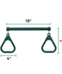Jungle Gym Kingdom Swing Sets for Backyard, Monkey Bars & Swingset Accessories - Set Includes 18" Trapeze Swing Bar & 48" Heavy Duty Chain with Locking Carabiners - Outdoor Play Equipment (Green) Green 30 615XV3kAs8L