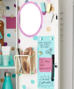 Magnetic Locker Mirror, Real Glass Small Mirrors for Locker with Magnetic Backing, for School Locker, Bathroom, Household Refrigerator, Locker Accessory, Workshop Toolbox or Office Cabinet(Pink) Pink 7 615YZd0lc2L