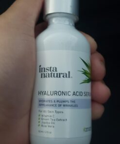 InstaNatural Hyaluronic Acid Face Serum, Brightens, Hydrates, Reduces the Look of Fine Lines and Wrinkles, with Vitamin C, Jojoba Oil, and Aloe Vera, 2 Fl Oz Hyaluronic Acid Serum 38 615YlB7lA0L