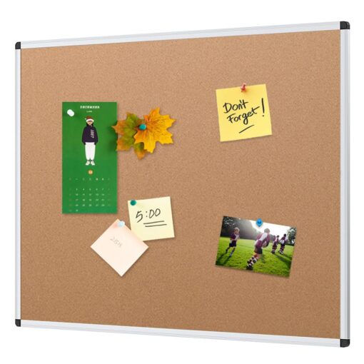 VIZ-PRO Cork Notice Board, 48 X 36 Inches, Cork Bulletin Board with Silver Aluminium Frame 48x36 inches