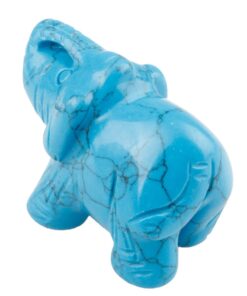 Alternative view of Rockcloud Healing Crystal Guardian Elephant Pocket Stone Figurines Carved Gemstone Crafts 1.5'' 1.5'' Blue Howlite Turquoise