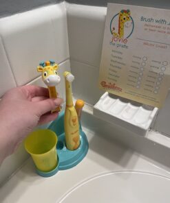 Brusheez® Kids’ Electric Toothbrush Set - Safe & Effective for Ages 3+ - Parent Tested & Approved with Gentle Bristles, 2 Brush Heads, Rinse Cup, 2-Minute Timer, & Storage Base (Jovie The Giraffe) Jovie the Giraffe 32 615aXD2yAlL