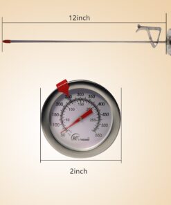 KT THERMO Deep Fry Thermometer With Instant Read,Dial Thermometer,12" Stainless Steel Stem Meat Cooking Thermometer,Best for Turkey,BBQ,Grill 1-pack 12-Inch 23 615j1LkydAL