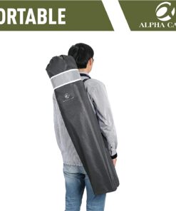 ALPHA CAMP Oversized Camping Folding Chair Heavy Duty Steel Frame Support 350 LBS Collapsible Padded Arm Chair with Cup Holder Quad Lumbar Back Chair Portable for Outdoor/Indoor Black Grey 18 615jWHyCNvL