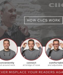 Clic Magnetic Reading Glasses, Computer Readers, Replaceable Lens, Original Long, (M-L, Black, 1.75 Magnification) 1.75 x 13 615kgdMyV3L 2