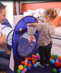 Homfu 3 in 1 Pop up Kids Play Tent with Tunnel Ocean Ball Pit Pool with Basket Hoop for Toddler Boys Girls to Play and Craw Indoor&Outdoor As Birthday Gift Purple Ball Pit 22 615nB6lBLnL