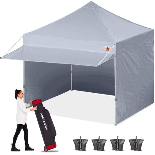 ABCCANOPY Ez Pop up Canopy Tent with Awning and Sidewalls 10x10 Market -Series, Grey Gray