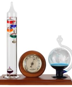 Lily's Home Analog Weather Station, with Galileo Thermometer, Glass Barometer, and Analog Hygrometer, 5 Multi-Colored Spheres (10.5 in x 12 in) 15 615pf0KUJSL