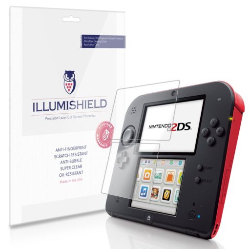 ILLUMISHIELD Screen Protector Compatible with Nintendo 2DS (3-Pack) Clear HD Shield Anti-Bubble and Anti-Fingerprint PET Film