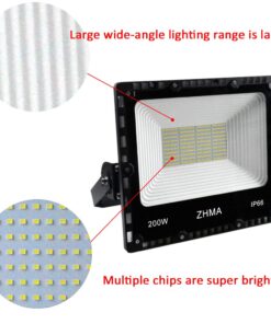 ZHMA 200W LED Flood Light Outdoor, 20000lm Super Bright Work Lights, IP66 Waterproof Security Light with Plug & Switch, 6500K White Spotlight for Garden, Yard, Garage, Basketball Court Lighting 200.0 Watts 9 615r oE60fL