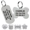 GoTags Stainless Steel Pet ID Tags, Personalized Dog Tags and Cat Tags, up to 8 Lines of Custom Text, Engraved on Both Sides, in Bone, Round, Heart, Bow Tie and More Rectangle Regular (Pack of 1)