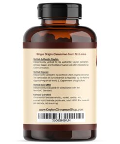Organic Ceylon Cinnamon (100% Certified) Supplement, 180 Capsules, 3 Month Supply by Ceylon Cinnamon Shop 8 615tuyTvt L